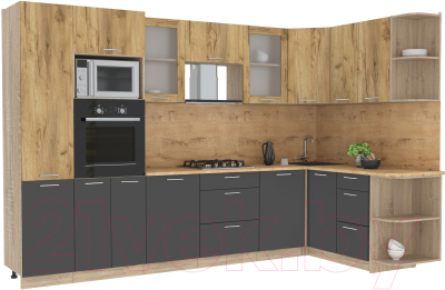 Готовая кухня Интерлиния Мила 1.68x3.2 правая - фото