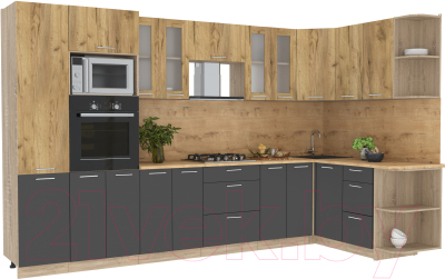 Готовая кухня Интерлиния Мила 1.68x3.4 правая - фото