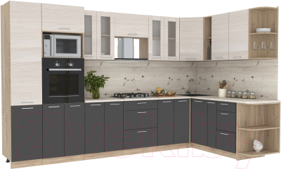 Готовая кухня Интерлиния Мила 1.88x3.4 правая - фото