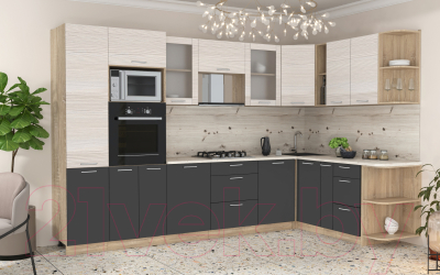 Готовая кухня Интерлиния Мила 1.88x3.2 правая