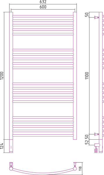 Полотенцесушитель электрический Сунержа Богема 3.0 120x60 / 00-5805-1260