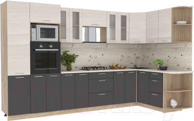 Готовая кухня Интерлиния Мила 1.68x3.4 правая - фото