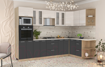 Готовая кухня Интерлиния Мила 1.68x3.0 правая