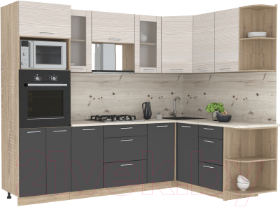 Готовая кухня Интерлиния Мила 1.68x2.6 правая - фото