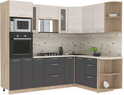 Готовая кухня Интерлиния Мила 1.68x2.4 правая - фото