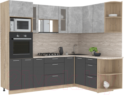 Готовая кухня Интерлиния Мила 1.68x2.4 правая - фото