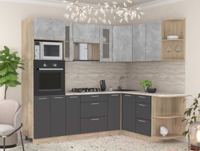 Готовая кухня Интерлиния Мила 1.68x2.4 правая