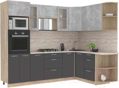 Готовая кухня Интерлиния Мила 1.68x2.6 правая - фото