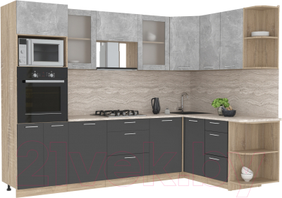 Готовая кухня Интерлиния Мила 1.68x2.8 правая - фото