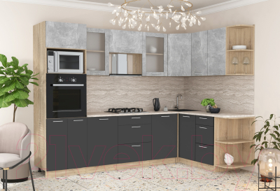 Готовая кухня Интерлиния Мила 1.68x2.8 правая