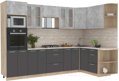 Готовая кухня Интерлиния Мила 1.68x3.0 правая - фото