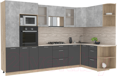 Готовая кухня Интерлиния Мила 1.68x3.2 правая - фото