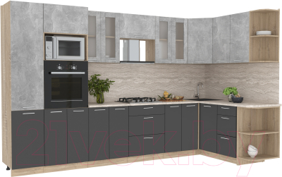 Готовая кухня Интерлиния Мила 1.68x3.4 правая - фото