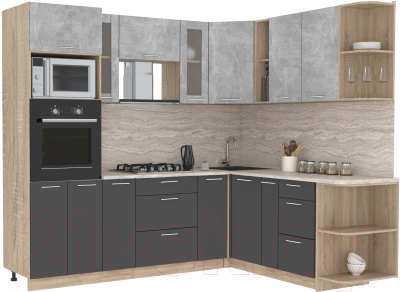 Готовая кухня Интерлиния Мила 1.88x2.4 правая - фото