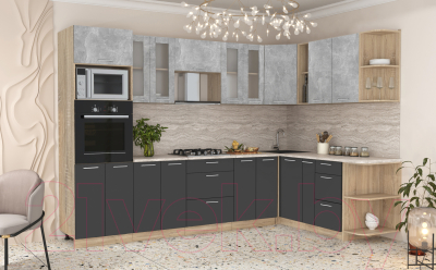 Готовая кухня Интерлиния Мила 1.88x3.0 правая