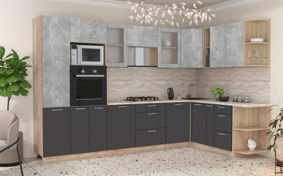 Готовая кухня Интерлиния Мила 1.88x3.2 правая