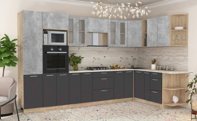 Готовая кухня Интерлиния Мила 1.88x3.4 правая