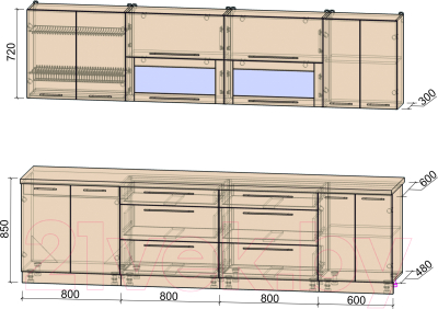 Готовая кухня Интерлиния Мила Пластик 3.0 В