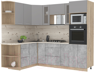 Готовая кухня Интерлиния Мила 1.68x2.4 левая - фото