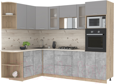 Готовая кухня Интерлиния Мила 1.68x2.6 левая - фото