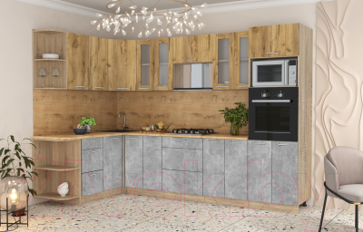 Готовая кухня Интерлиния Мила 1.68x3.0 левая