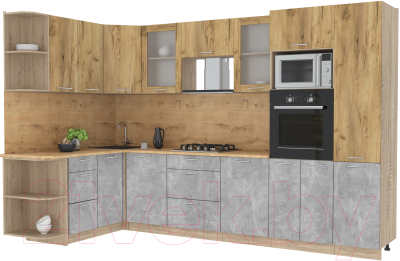 Готовая кухня Интерлиния Мила 1.68x3.2 левая - фото