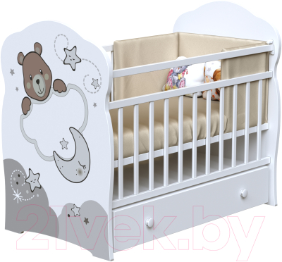 Детская кроватка VDK New Teodoro маятник и ящик (белый) - фото