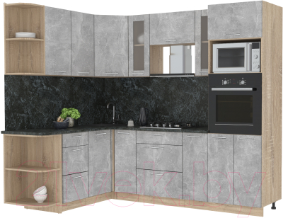 Готовая кухня Интерлиния Мила 1.68x2.4 левая - фото