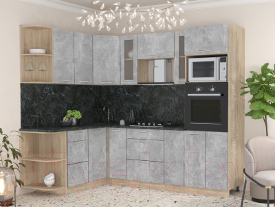 Готовая кухня Интерлиния Мила 1.68x2.4 левая