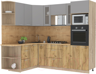 Готовая кухня Интерлиния Мила 1.68x2.4 левая - фото