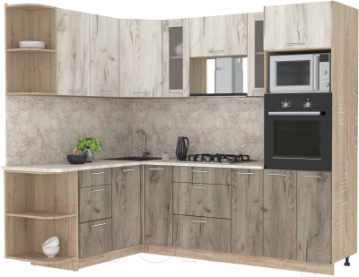 Готовая кухня Интерлиния Мила 1.68x2.4 левая - фото