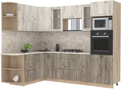 Готовая кухня Интерлиния Мила 1.68x2.6 левая - фото
