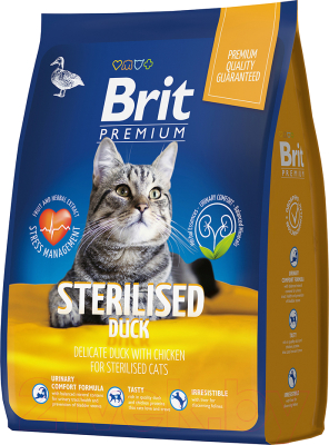 Корм для кошек Brit Premium Cat Sterilized Duck & Chicken / 5049318 - фото
