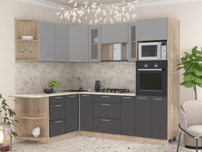 Готовая кухня Интерлиния Мила 1.68x2.4 левая