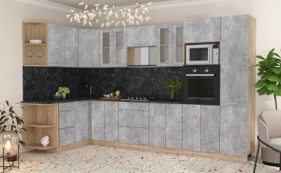 Готовая кухня Интерлиния Мила 1.68x3.4 левая