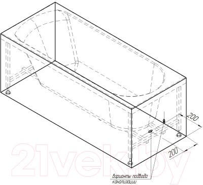 Ванна акриловая Vannesa Николь 168x70 / 2-01-0-0-1-240Ч