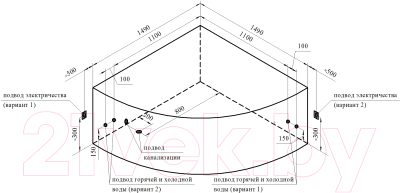 Ванна акриловая Vannesa Сандра 149x149 / 2-01-0-0-1-221Ч