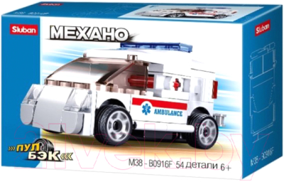 Конструктор инерционный Sluban PowerBricks. Скорая / M38-B0916F - фото