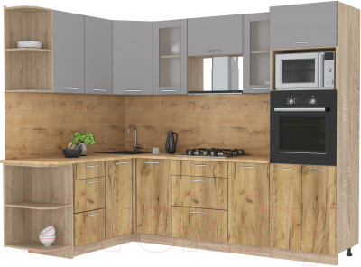 Готовая кухня Интерлиния Мила 1.68x2.6 левая - фото
