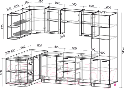 Готовая кухня Интерлиния Мила 1.68x2.8 левая