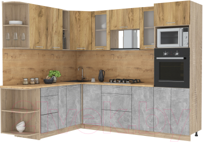 Готовая кухня Интерлиния Мила 1.88x2.6 левая - фото