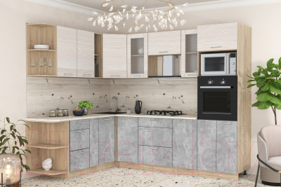 Готовая кухня Интерлиния Мила 1.88x2.6 левая