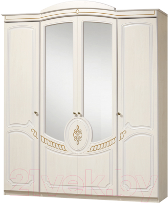 Шкаф ФорестДекоГрупп Щара 4-х створчатый (слоновая кость) - фото