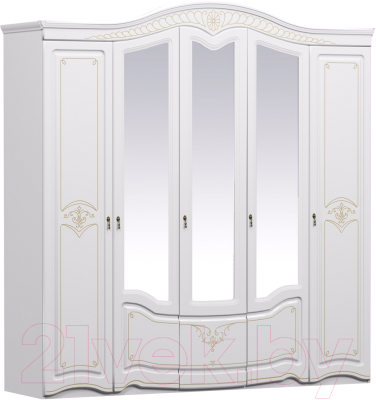 Шкаф ФорестДекоГрупп Луиза 5-х створчатый (слоновая кость) - фото
