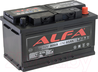 Автомобильный аккумулятор ALFA battery Hybrid R низкий / AL 85 Low - фото