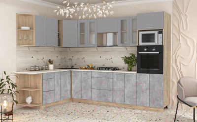 Готовая кухня Интерлиния Мила 1.88x3.0 левая