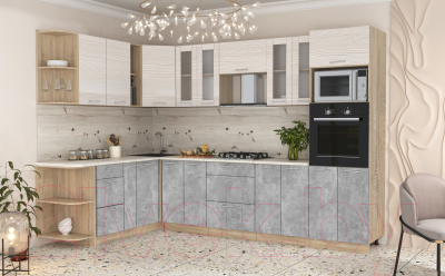 Готовая кухня Интерлиния Мила 1.88x3.0 левая