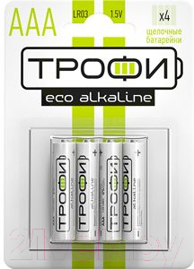Комплект батареек Трофи LR03-4BL ECO / Б0017044 - фото