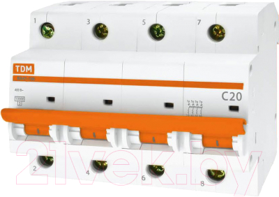 Выключатель автоматический TDM ВА 47-100 2Р 32А (C) 10кА / SQ0207-0080 - фото