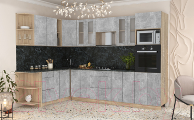 Готовая кухня Интерлиния Мила 1.88x3.0 левая